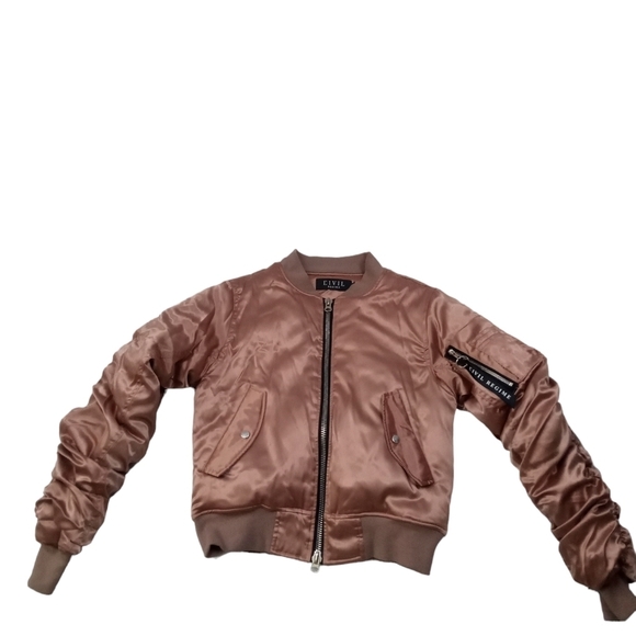 Civil Regime Mauve Polyester Zip Up Bomber Jacket MA-1 XS - Picture 3 of 6